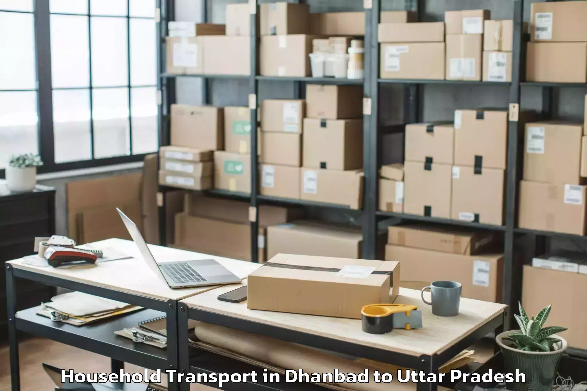 Book Dhanbad to Narauli Household Transport Online